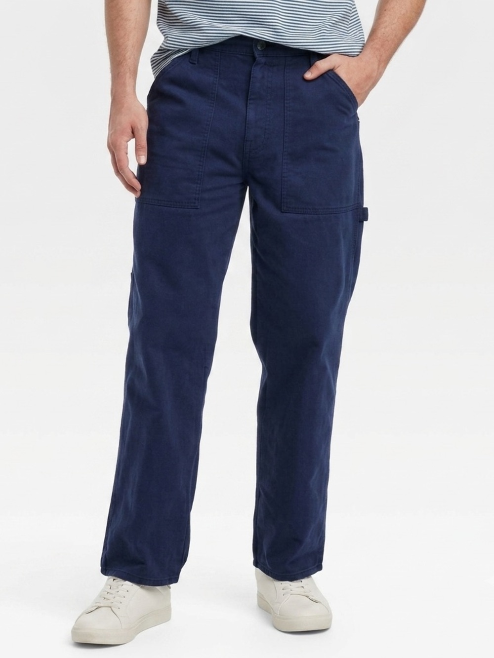 NWT Goodfellow Relaxed Straight Utility Pants 38x32 Blue Cotton Workwear